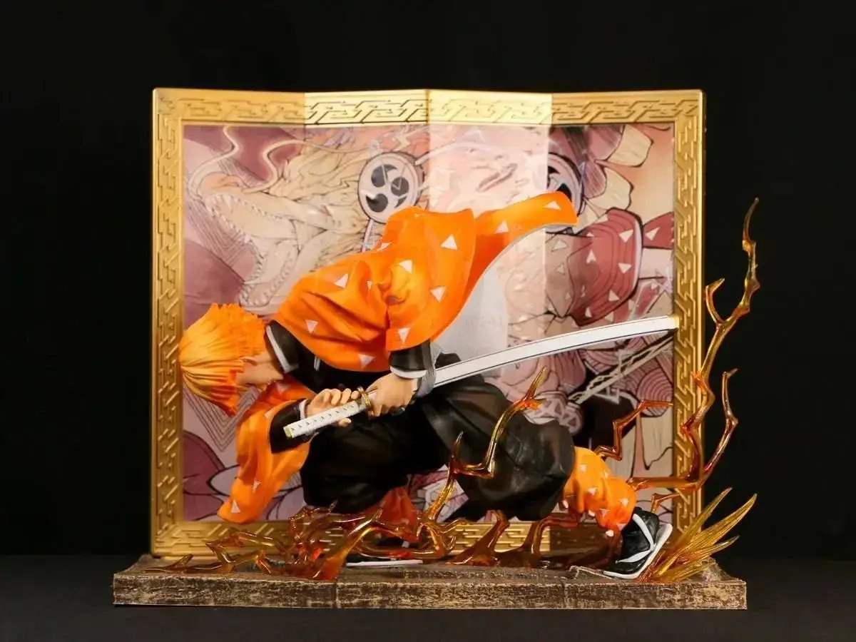 Agatsuma Zenitsu Anime Figurines, Demon Slayer Action Figures PVC Model Collection 24cm