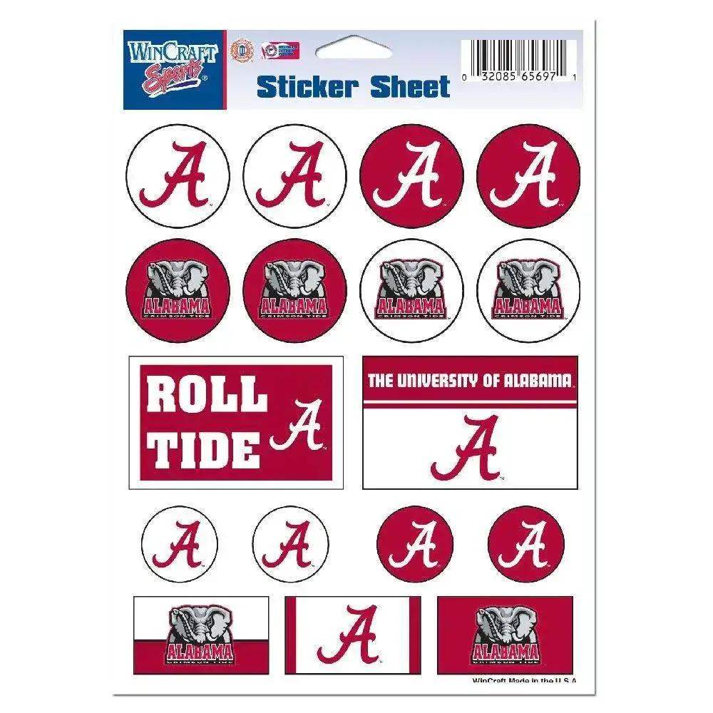 Alabama Crimson Tide Vinyl Decal Sheet 5x7 Sticker Pack