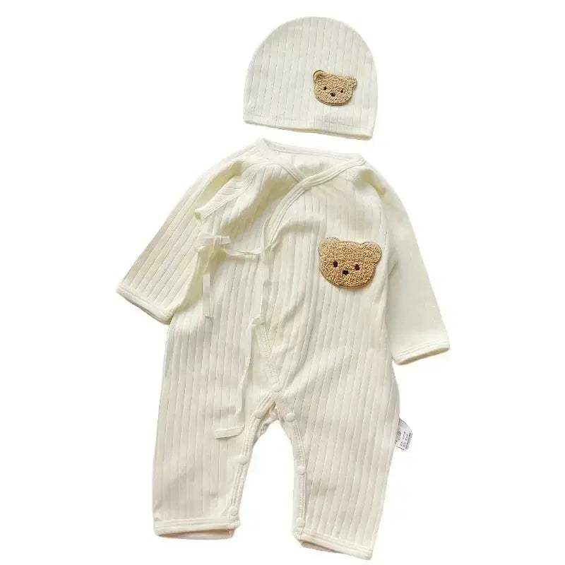 All Seasons Cotton Baby Romper with Cartoon Bear Hat for Newborns - Image 6