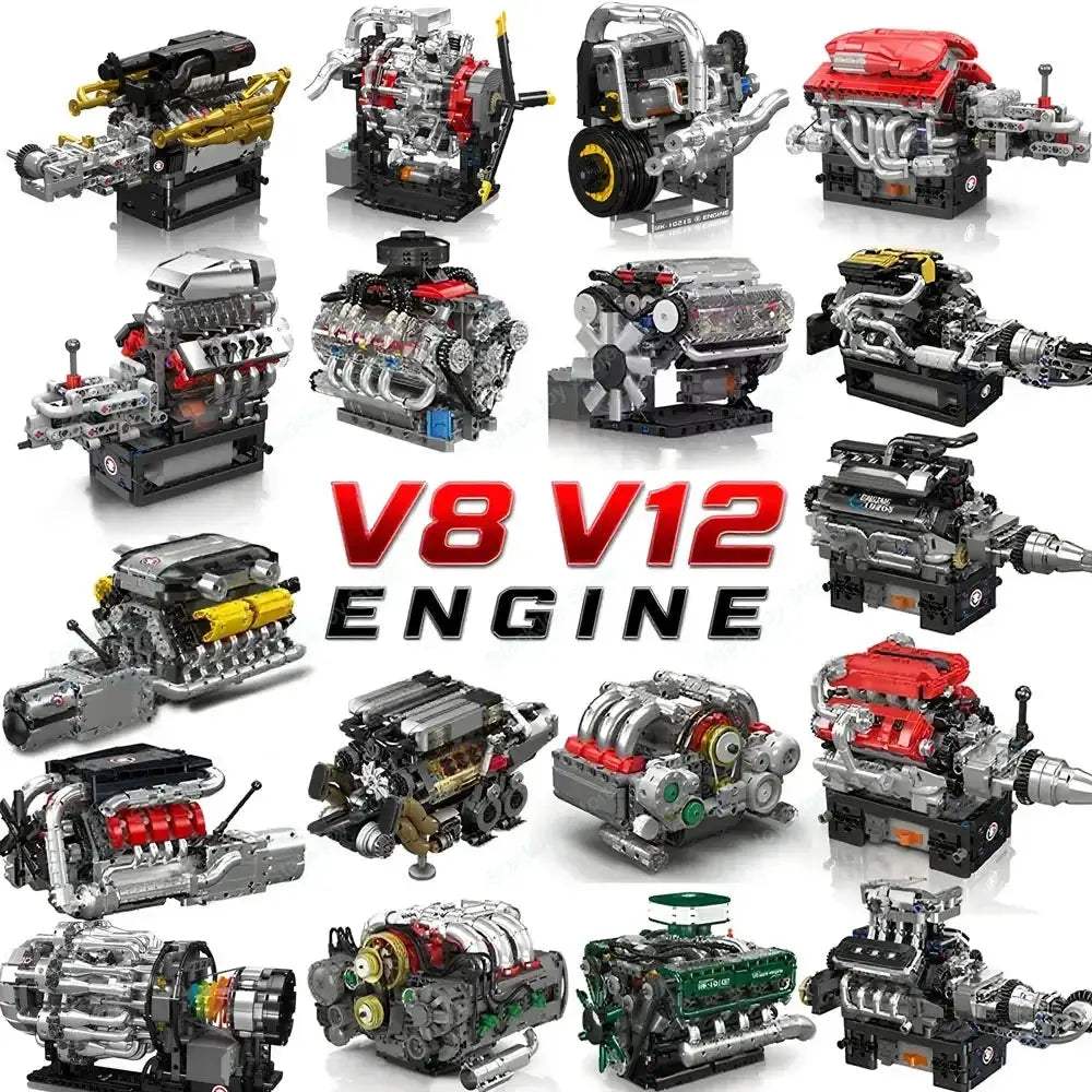 V8 V12 Engine Model Kit for STEM Education and Builds
