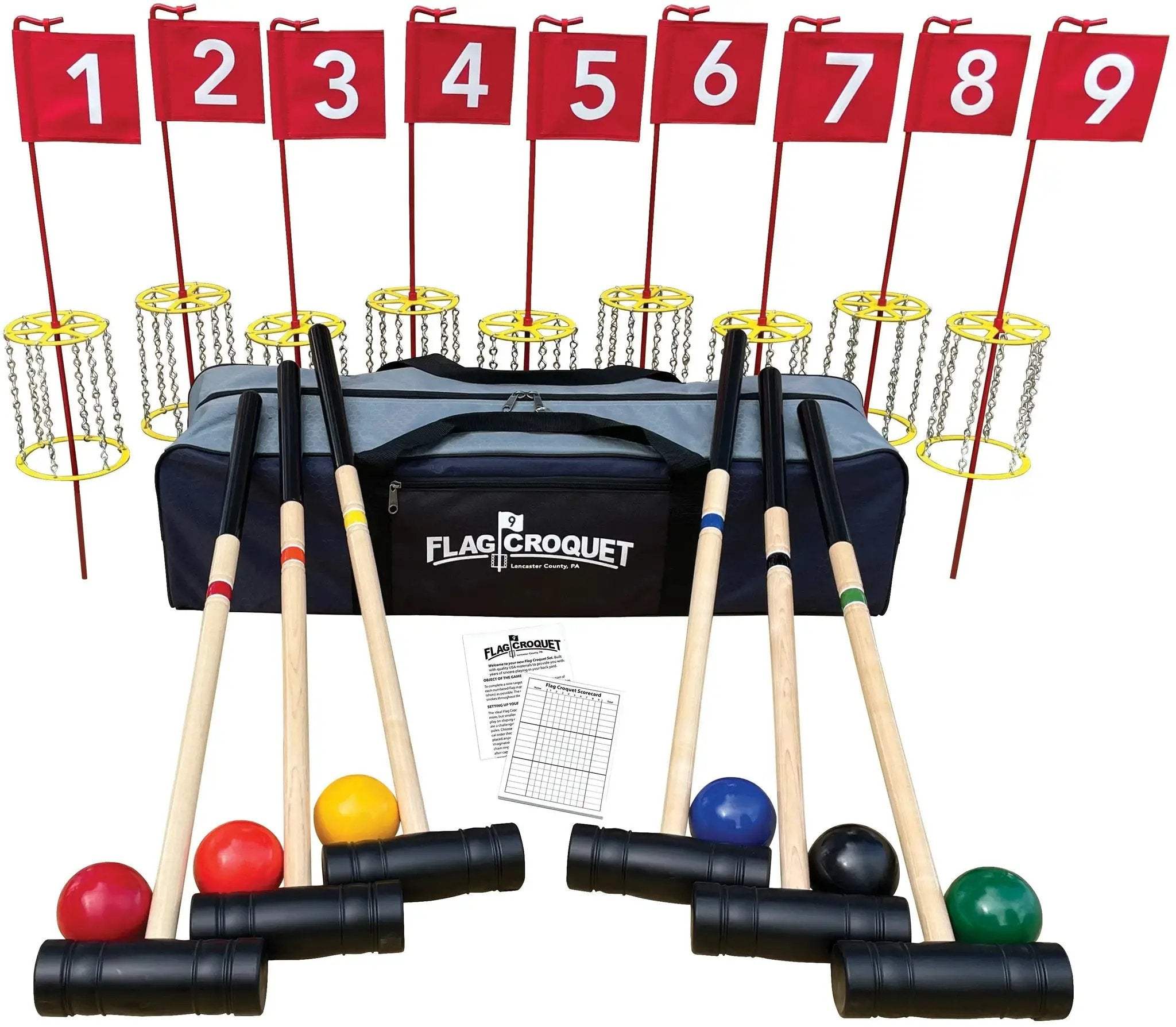 Amish-Made Deluxe Flag Croquet Golf Game Set, With Duffel Carry Bag - Image 15