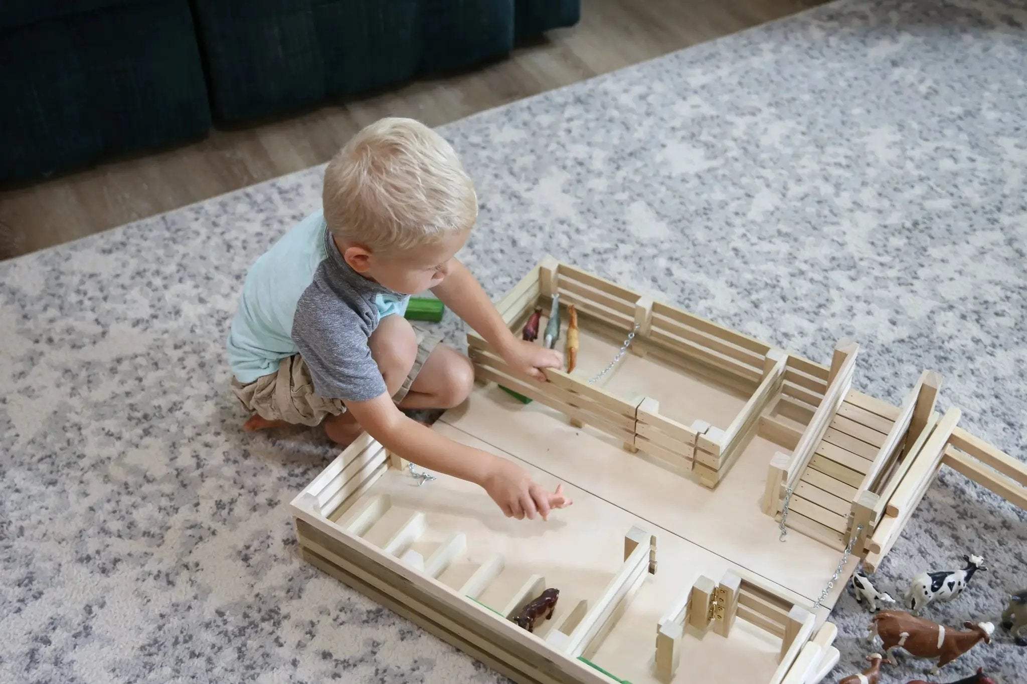 Amish-Made Wooden Folding Stock Yard Farm Toy, Unfinished - Image 2
