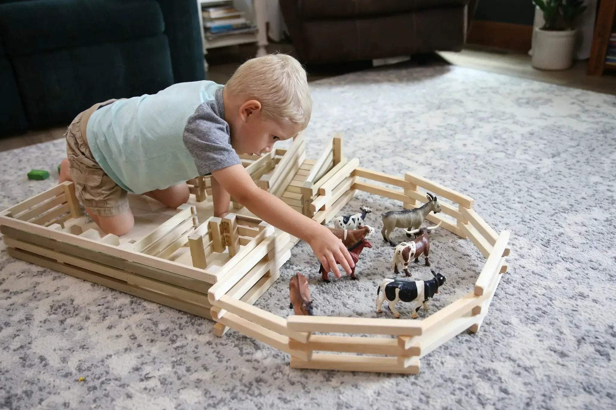 Amish-Made Wooden Folding Stock Yard Farm Toy, Unfinished - Image 6