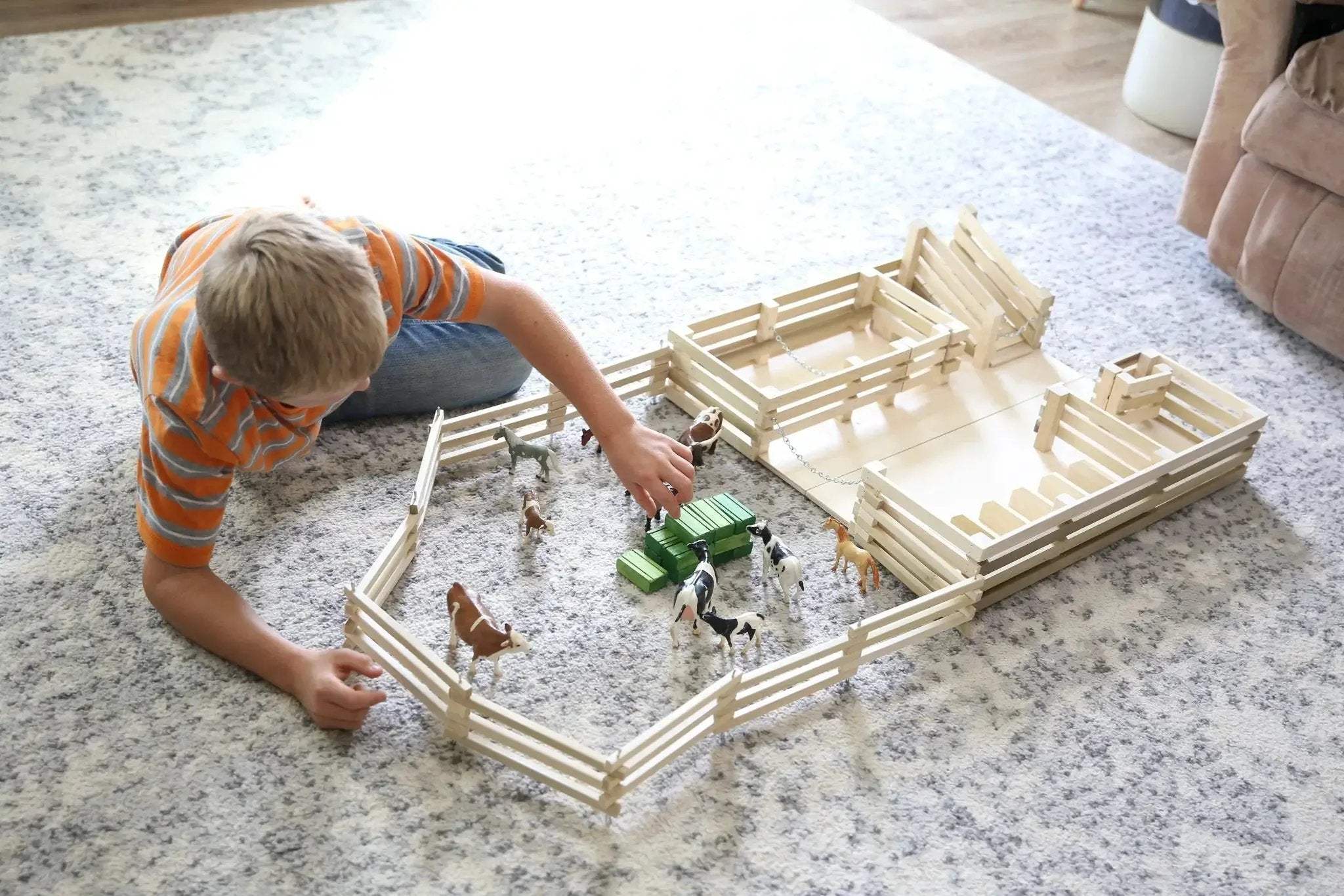 Amish-Made Wooden Folding Stock Yard Farm Toy, Unfinished - Image 8