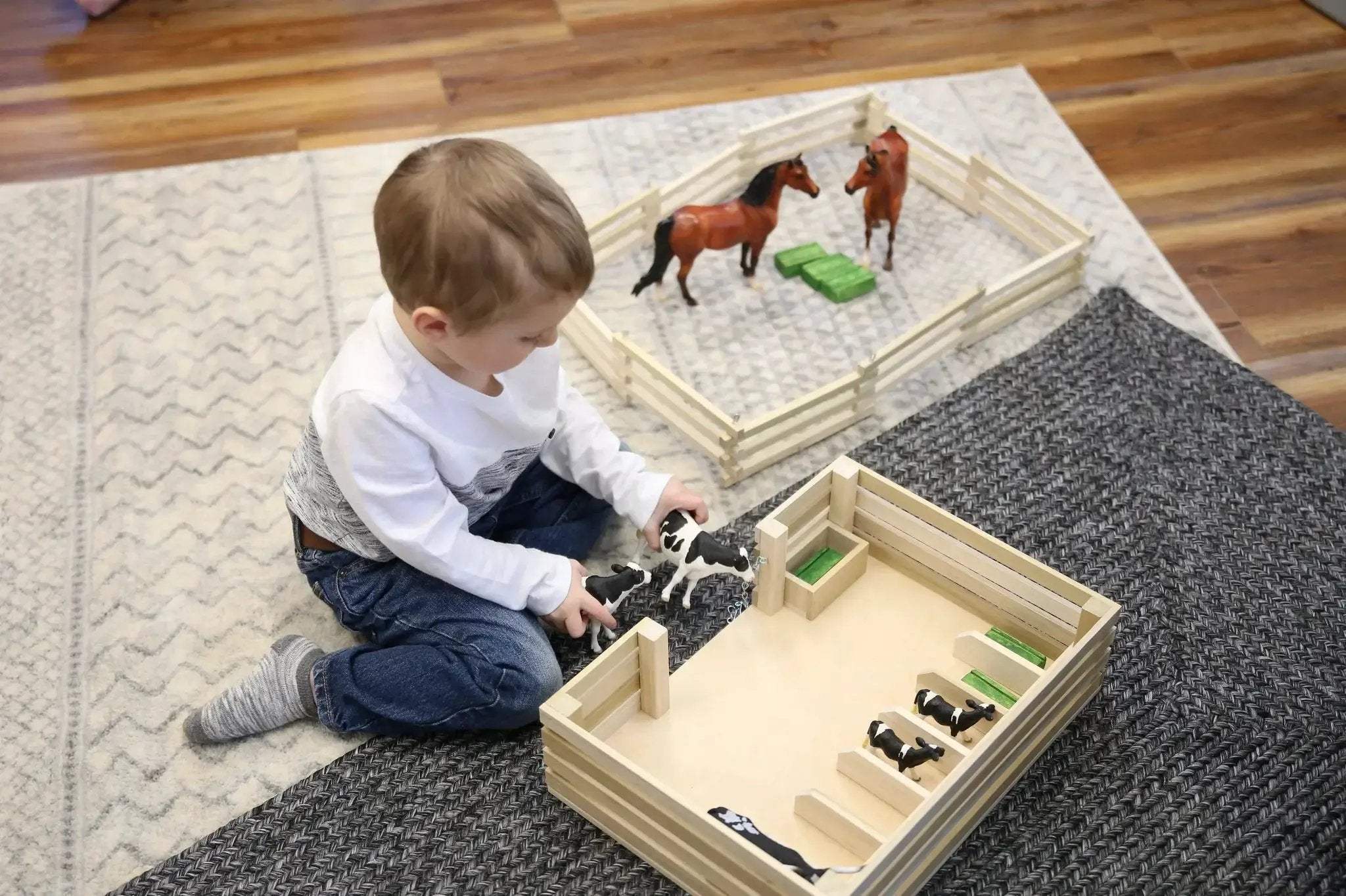 Amish-Made Wooden Mini Stockyard Toy, with 7 Stalls - Image 6