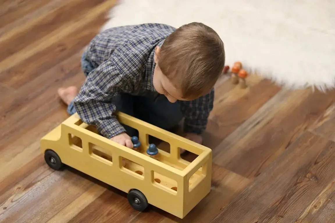 Amish-Made Wooden School Bus Toy, Child Safe Finish - Image 4