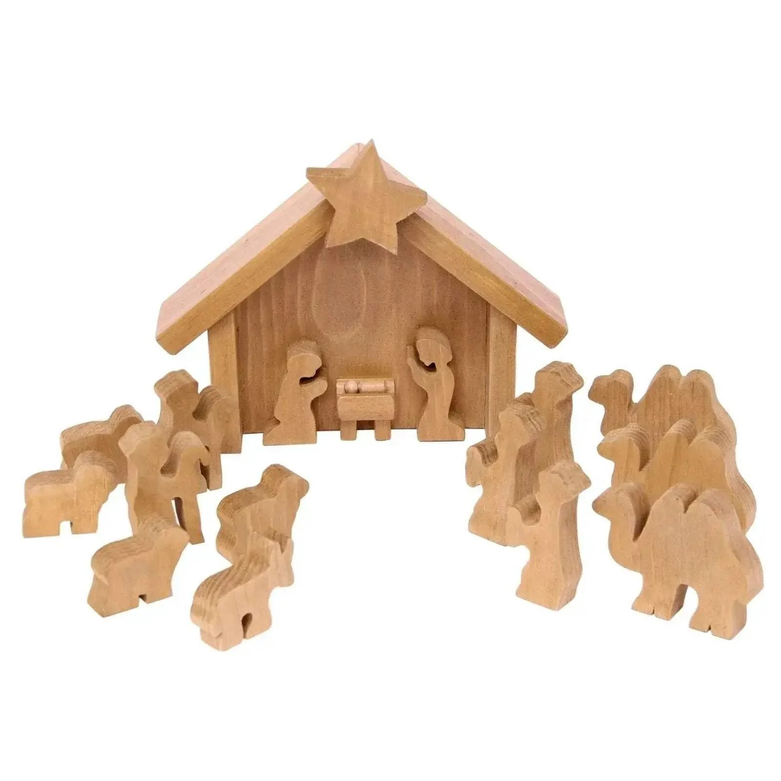 AmishToyBox.com Wooden Nativity Manger Scene Set, 14 Pieces - Image 6