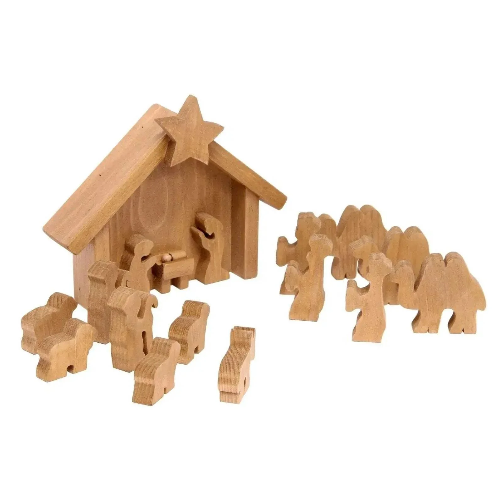 AmishToyBox.com Wooden Nativity Manger Scene Set, 14 Pieces - Image 7