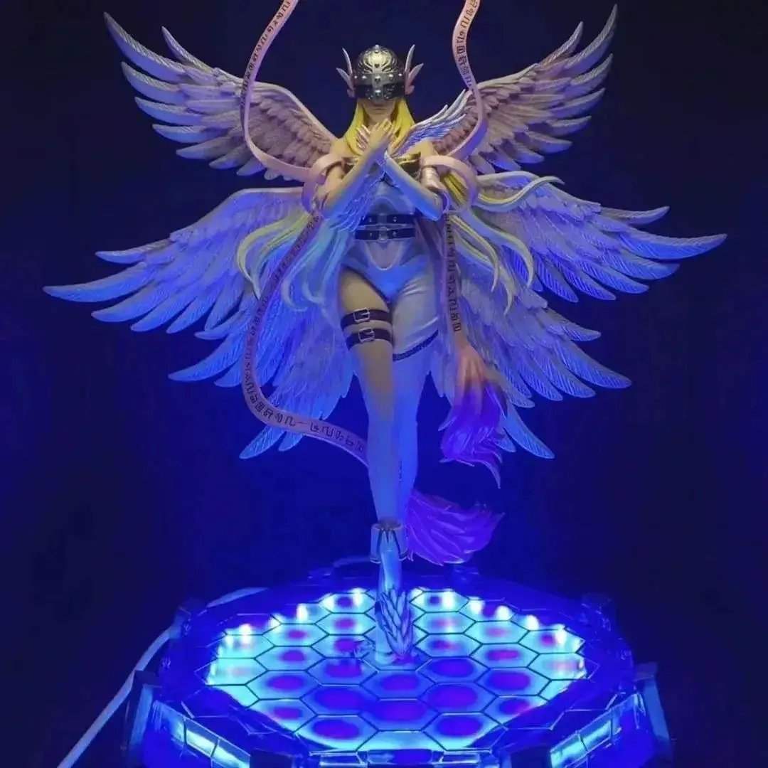Angewomon and Angemon LED Action Figurines, Standing Position Anime Digimon Adventure Figures PVC Statue 28cm - Image 4