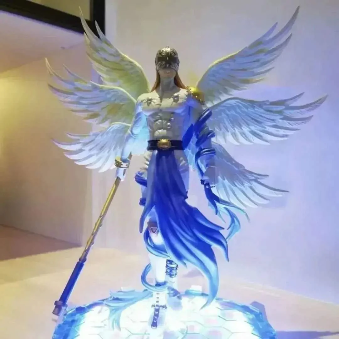 Angewomon and Angemon LED Action Figurines, Standing Position Anime Digimon Adventure Figures PVC Statue 28cm - Image 6