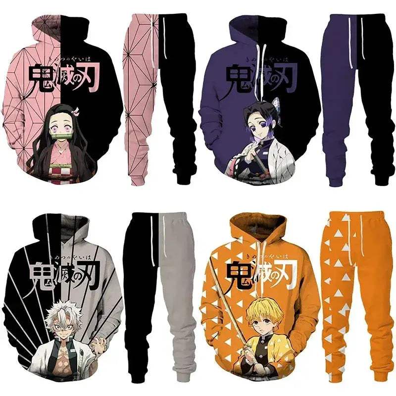 Demon Slayer Anime Hoodie Tracksuit Oversize Streetwear Set