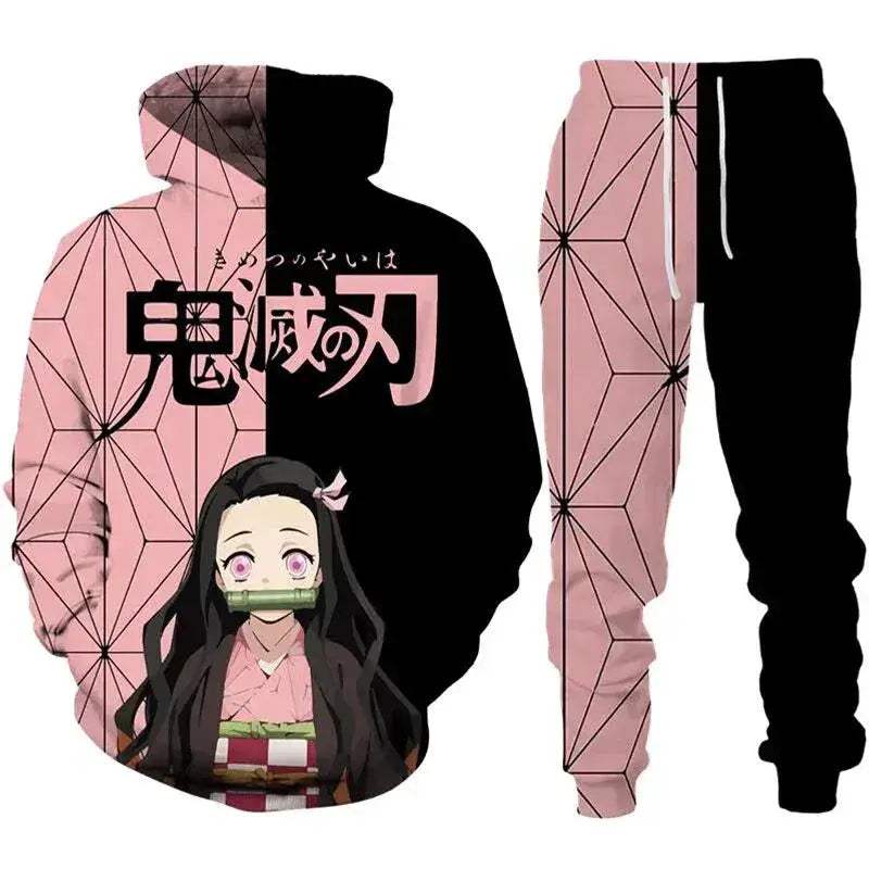 Demon Slayer Anime Hoodie Tracksuit Oversize Streetwear Set - Image 7