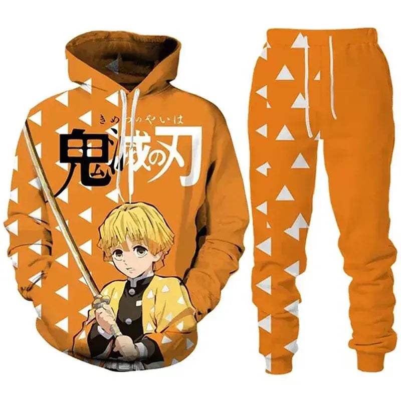 Demon Slayer Anime Hoodie Tracksuit Oversize Streetwear Set - Image 9