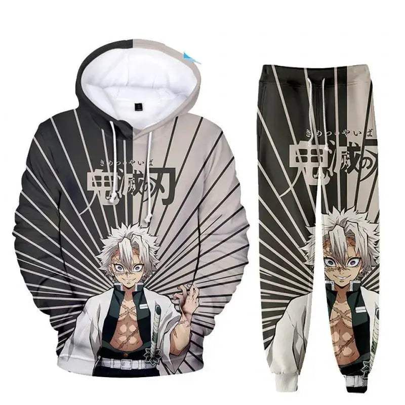Oversized Demon Slayer Hoodie And Pants 2Piece Cosplay Set - Image 7