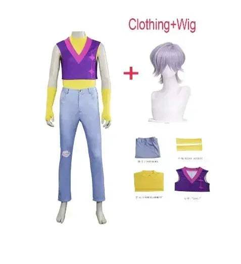 Kpop Idol Anime Cosplay Costume Set Purple Vest Stage Ready