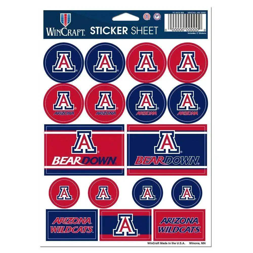 Arizona Wildcats Decal Sheet 5X7 Vinyl Sticker Pack