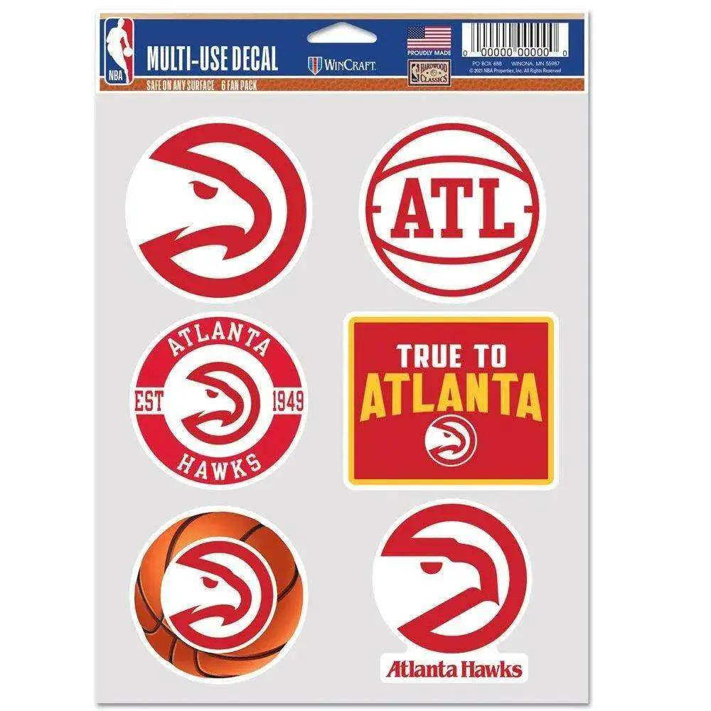 Atlanta Hawks Decals Multi Use Fan Pack Six Decals Set