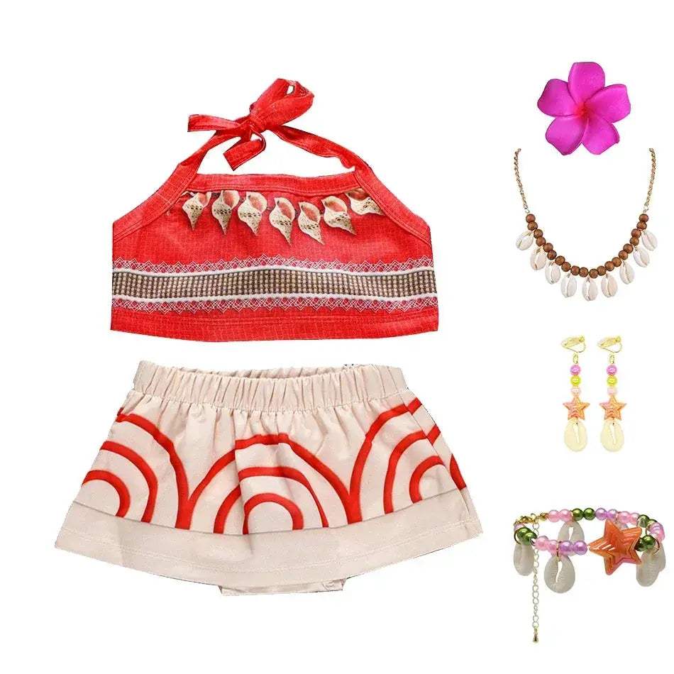 Authentic Disney Moana Costume Two Piece Set For Girls 2T To 12T Halloween Cosplay Dress Up - Image 8
