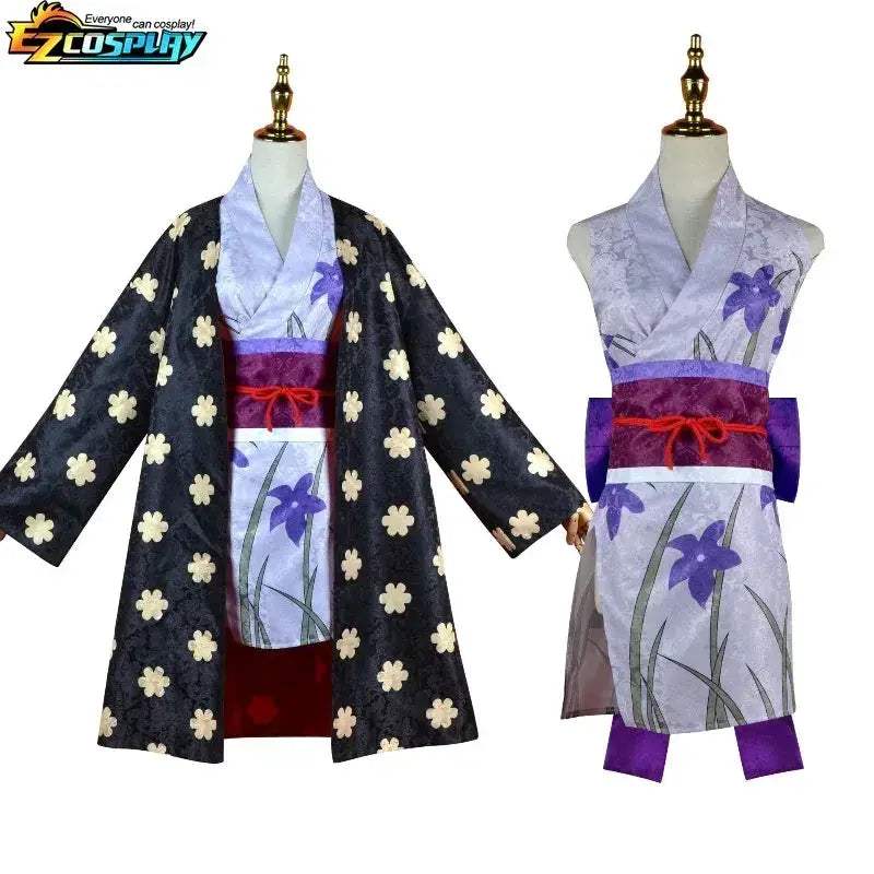Authentic Nico Robin Cosplay Costume With Kimono Dress Wig - Image 2