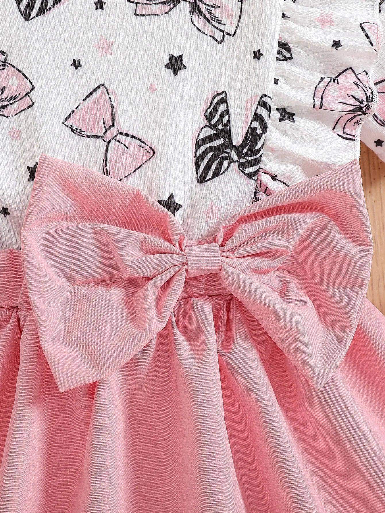 Baby Girl Summer Dress And Headband Set With Bow Pattern - Image 4