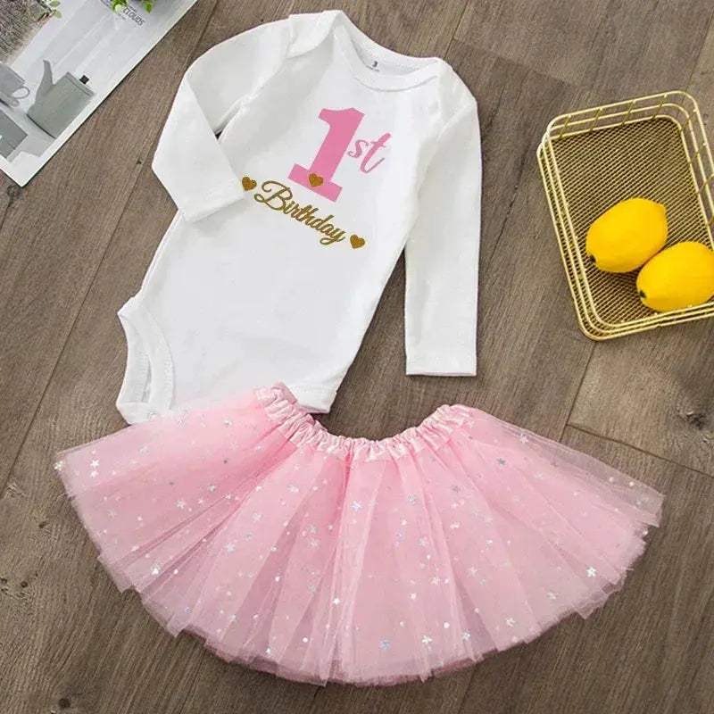 Baby Girls Birthday Outfit Sequined Tutu Romper Set - Image 11