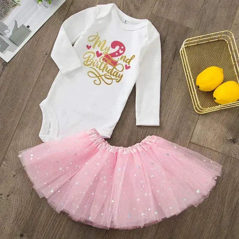 Baby Girls Birthday Outfit Sequined Tutu Romper Set - Image 13