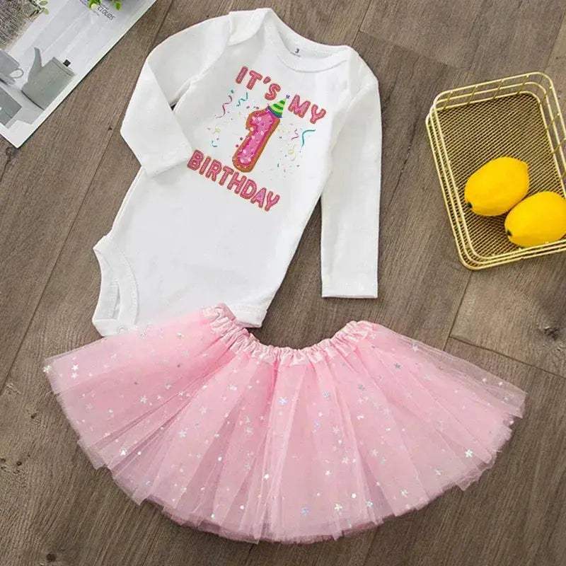 Baby Girls Birthday Outfit Sequined Tutu Romper Set - Image 18