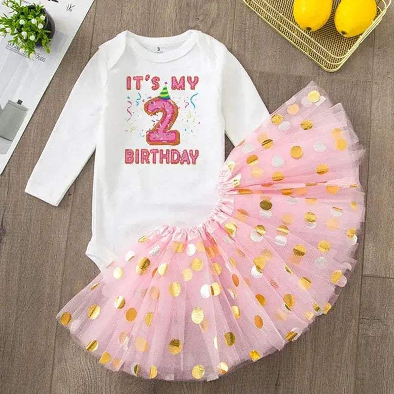 Baby Girls Birthday Outfit Sequined Tutu Romper Set - Image 19