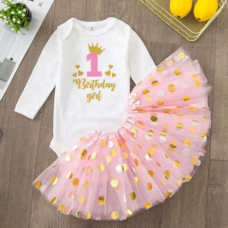 Baby Girls Birthday Outfit Sequined Tutu Romper Set - Image 22