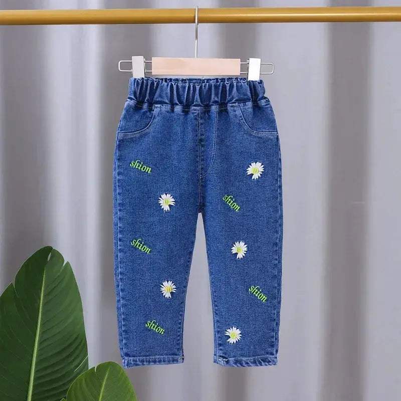 Baby Girls Stretch Denim Jeans With Elastic Waist - Image 5