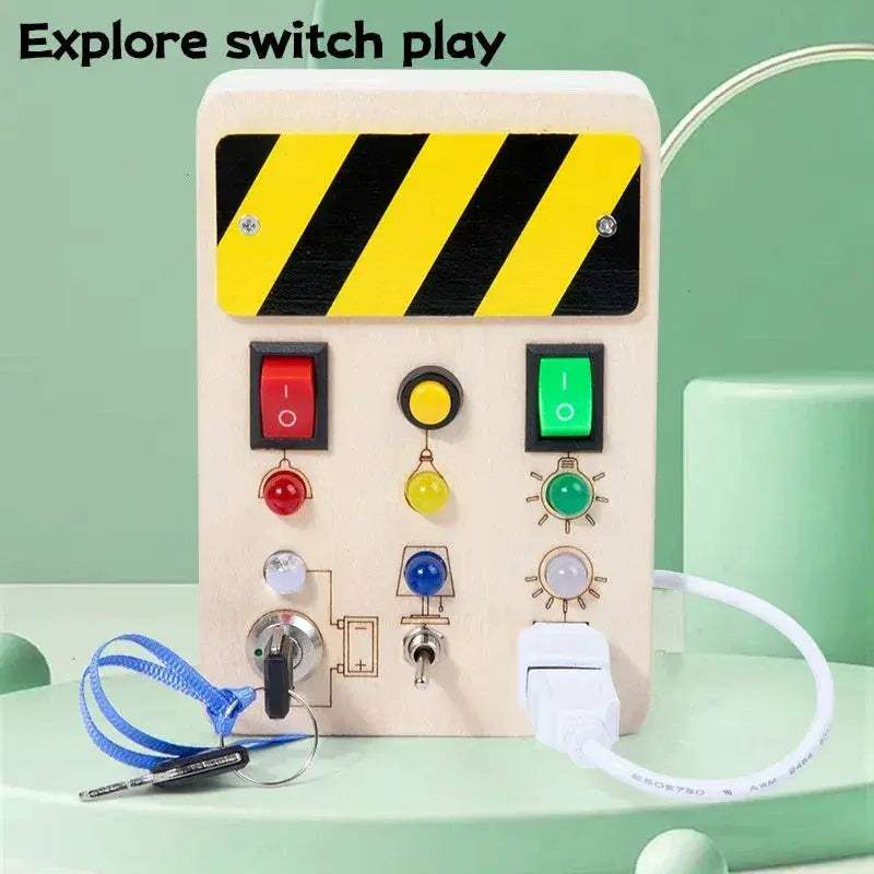 LED Light Busy Board for Babies Sensory Wooden Toy - Image 5