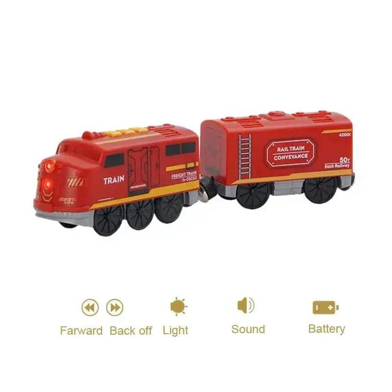 Battery Operated Wooden Electric Train Set With Magnetic Tracks - Image 10