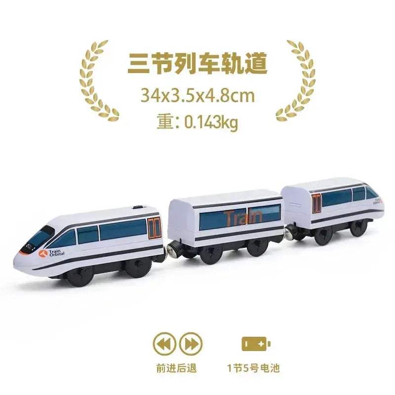 Battery Operated Wooden Electric Train Set With Magnetic Tracks - Image 11