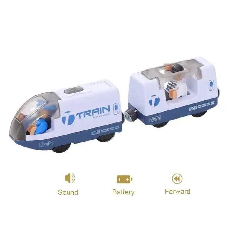 Battery Operated Wooden Electric Train Set With Magnetic Tracks - Image 12
