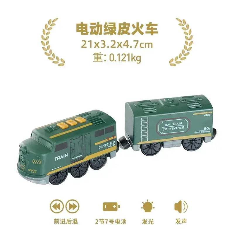 Battery Operated Wooden Electric Train Set With Magnetic Tracks - Image 14