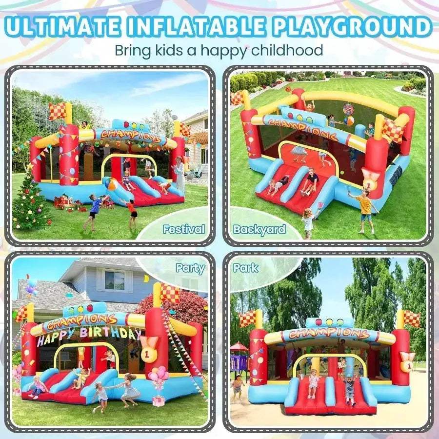 13Ft Outdoor Inflatable Bounce House With Dual Basketball Hoops - Image 3