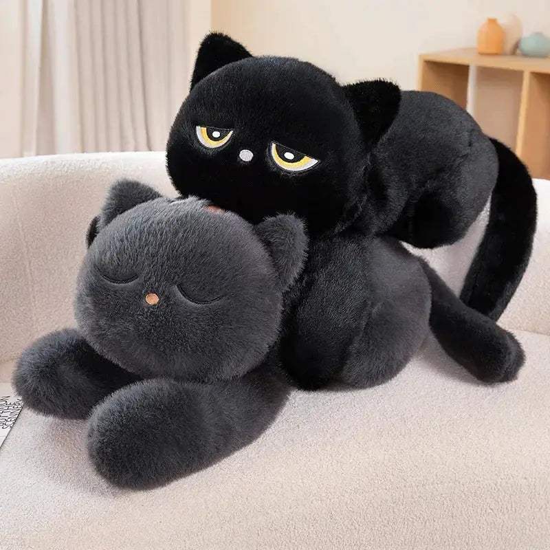 Cute Black Cat Plush Pillow Cushion For Cozy Cat Naps - Image 2