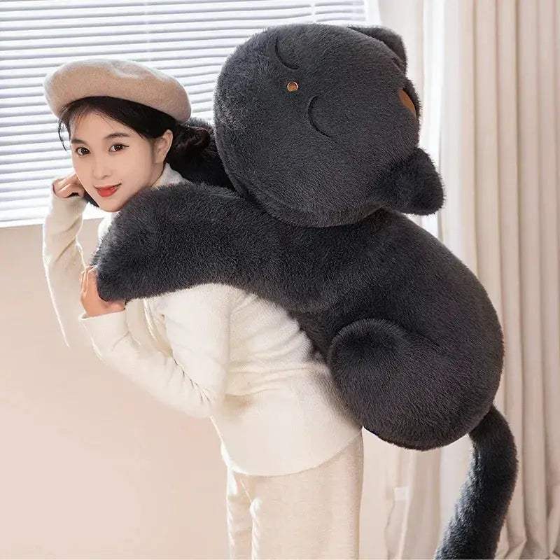 Cute Black Cat Plush Pillow Cushion For Cozy Cat Naps - Image 3