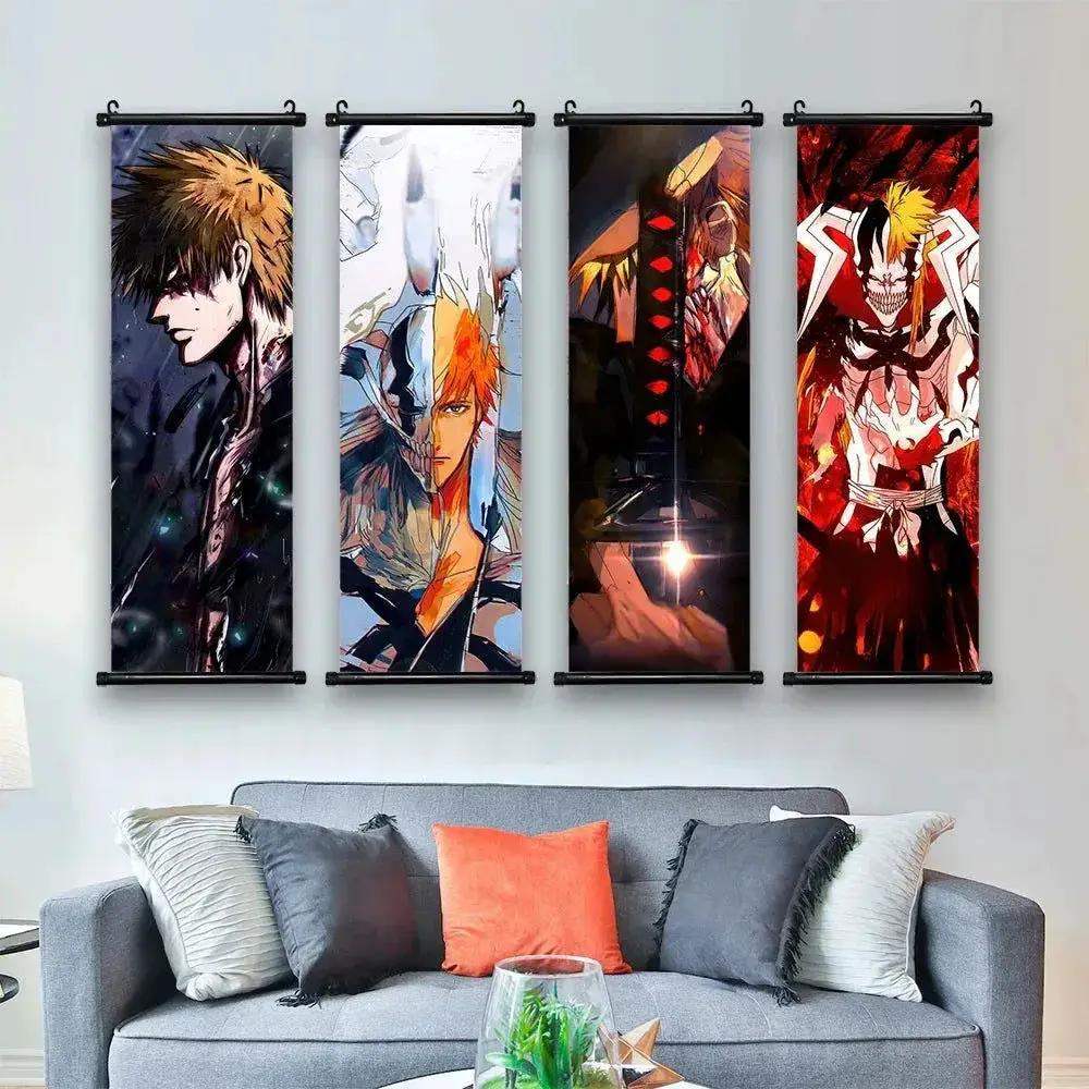 Bleach Scroll Wall Art, Hanging Prints Wall Artwork Kurosaki Ichigo Scrolls Canvas Japanese Anime Posters Home Decor for Living Room - Image 2