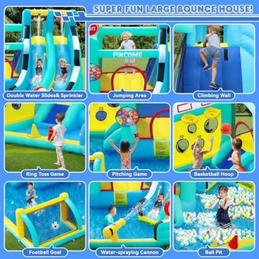 Large Double Slide Bounce House For Kids 3-10 With Pool - Image 2