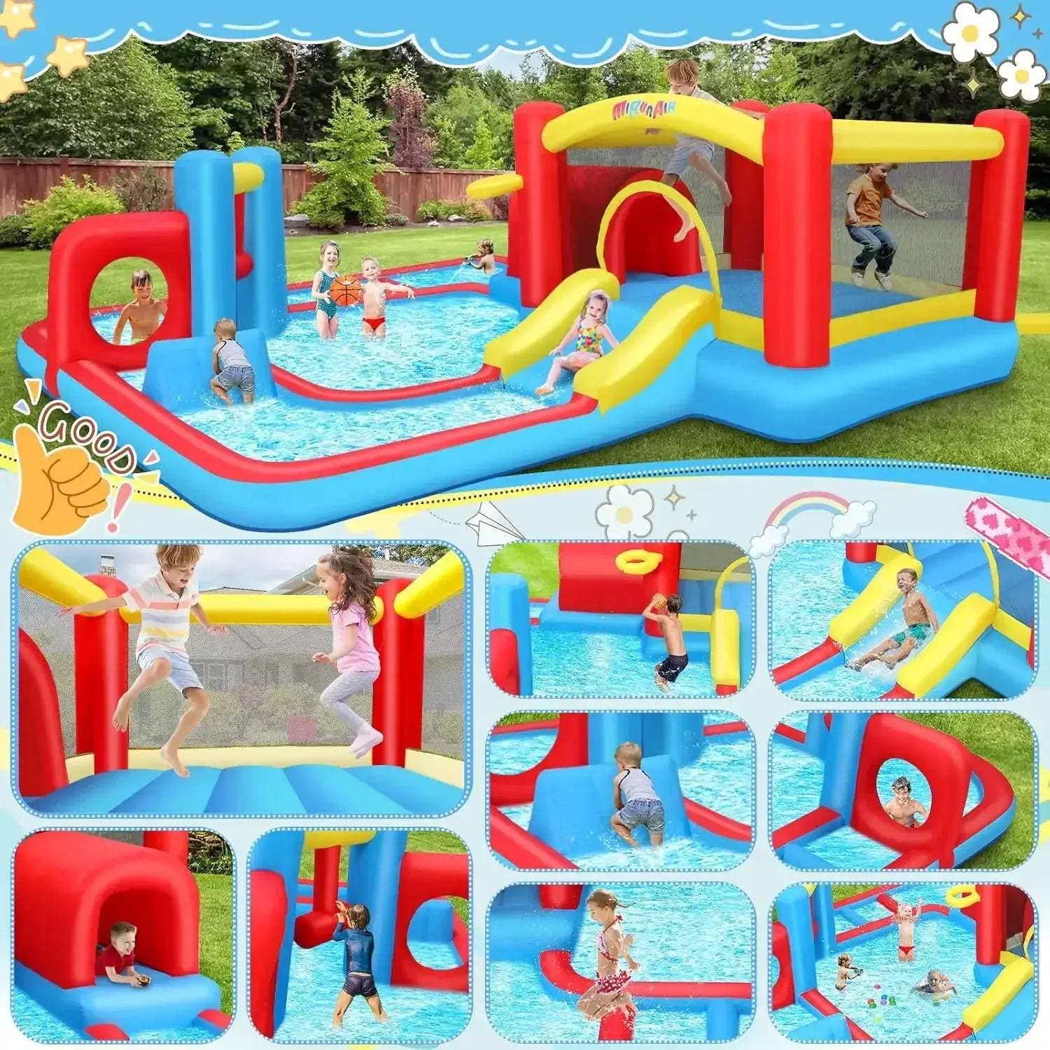Bounce House Water Slide Obstacle Course for Kids With Blower - Image 6