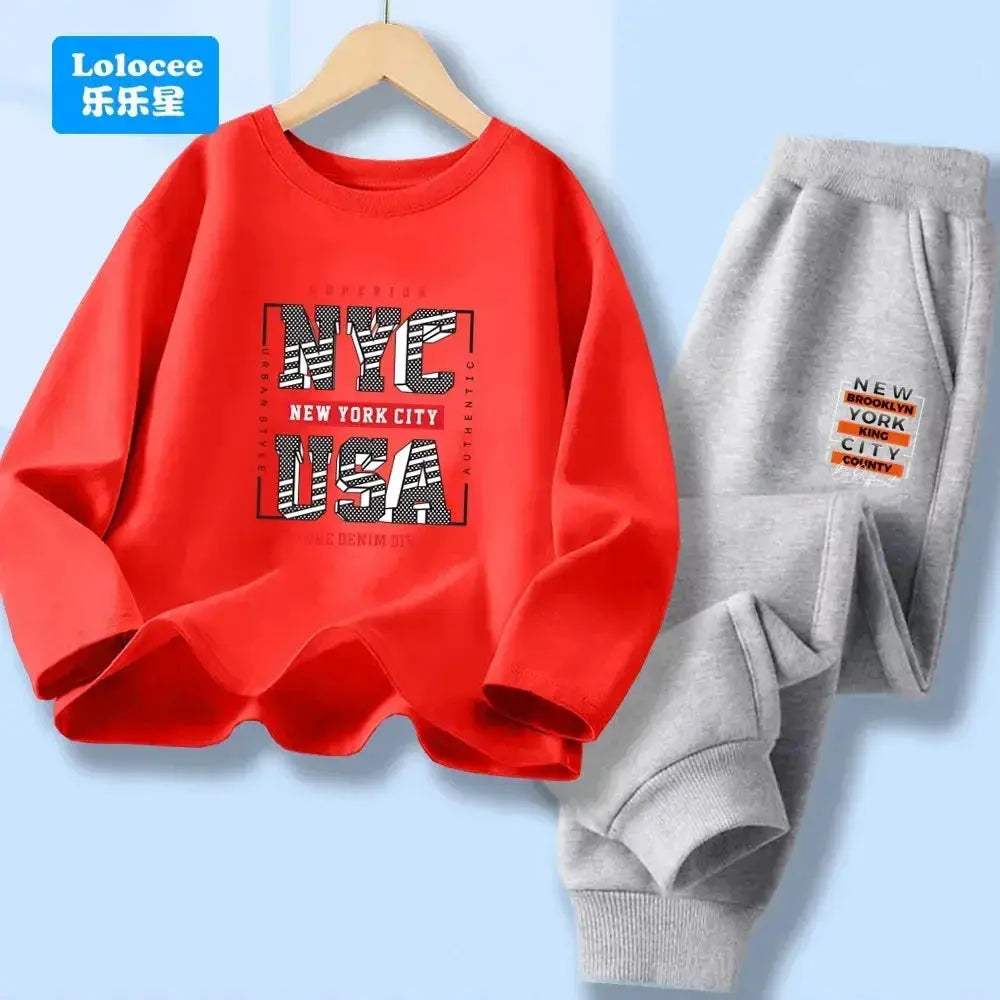 Boys 2-Piece Cotton Polyester Long-Sleeve Top and Pants Set New York Print 7-13Y - Image 11