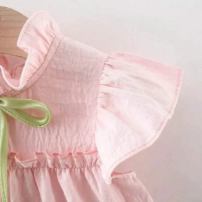 Breathable Baby Girl Dress With Tulip Pattern Embellishment For Girls Aged 9 Months To 4 Years - Image 3