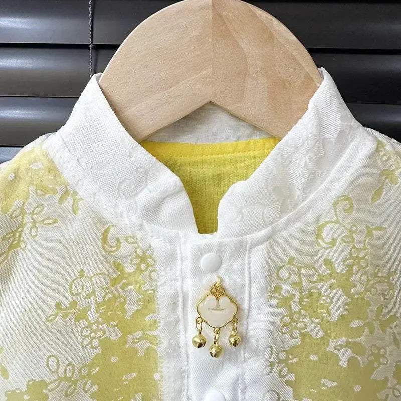 Breathable Girls Sleeveless Vest Romper With Floral Print And 3D Flower Bow For Summer Play - Image 3