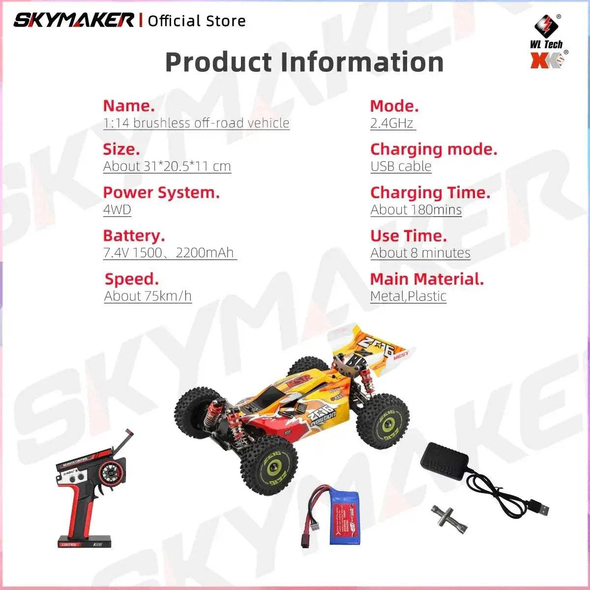 Brushless Off-Road RC Car 1 to 14 Scale High Speed - Image 6