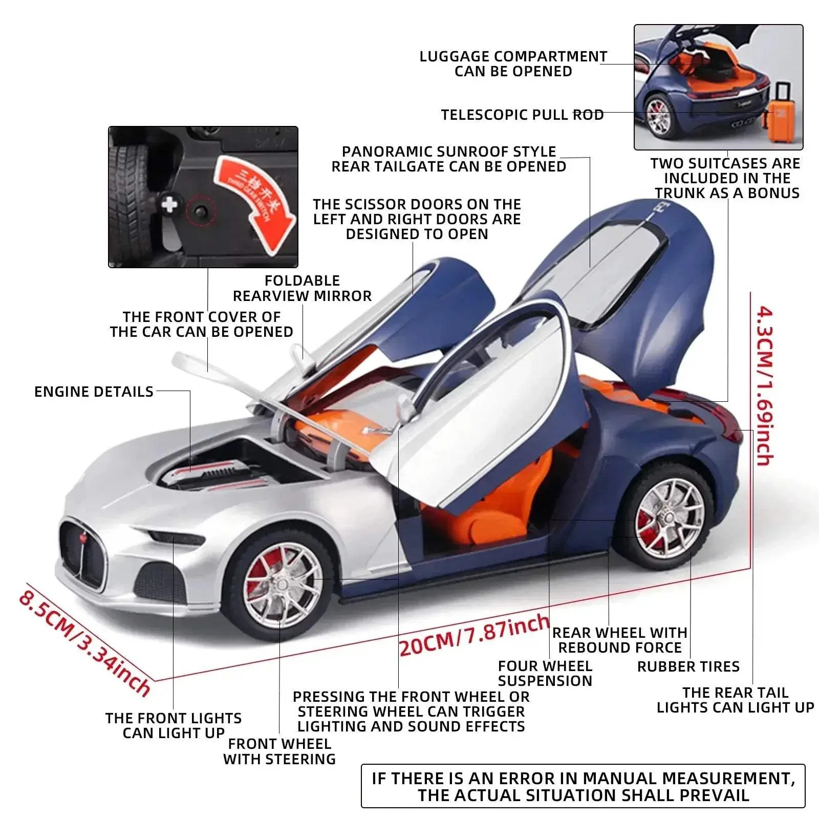 Bugatti Atlantic 1:24 Diecast Alloy Model Car Black - Image 3