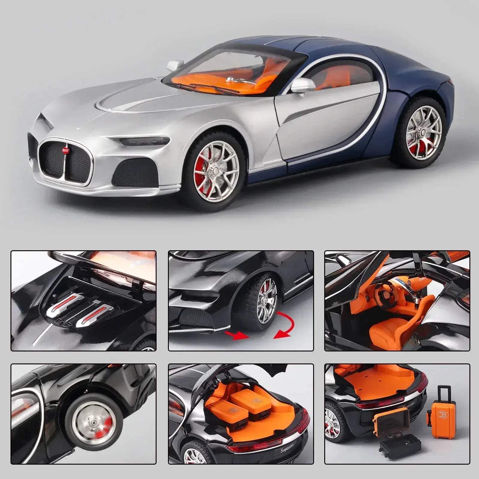 Bugatti Atlantic 1:24 Diecast Alloy Model Car Black - Image 5