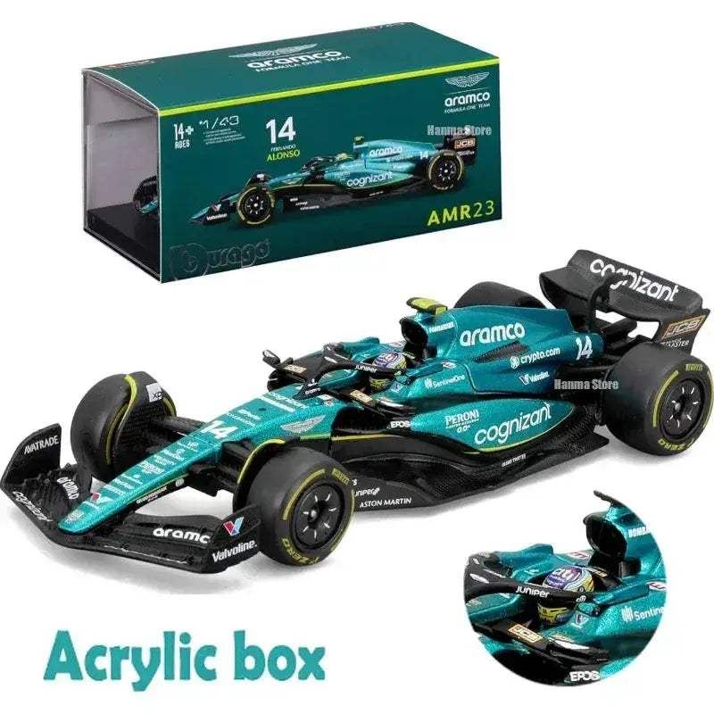 Burago 1:43 AMR23 F1 Diecast Model Car With Acrylic Packaging - Image 2