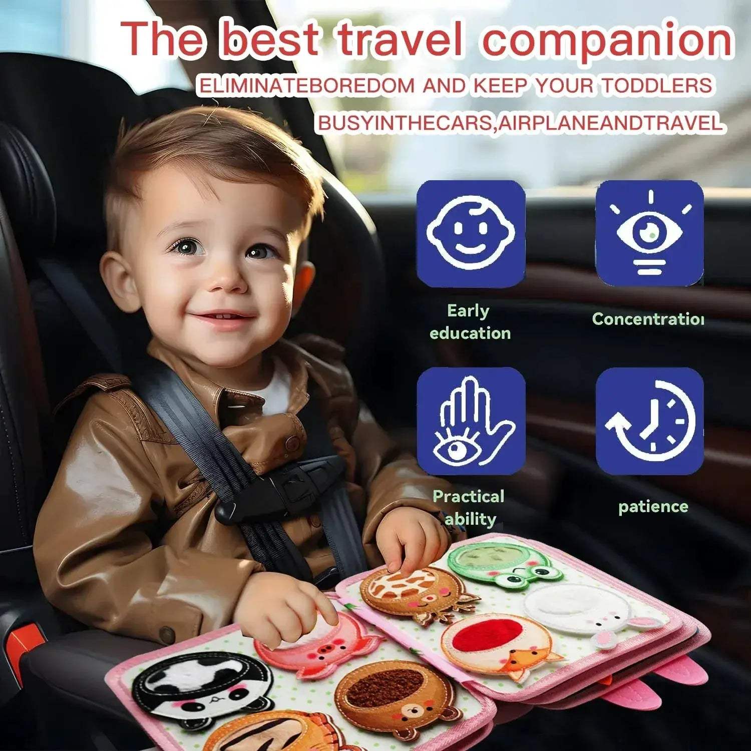 Montessori Toys For Toddlers Travel Kit Reusable Educational Activity Books - Image 3