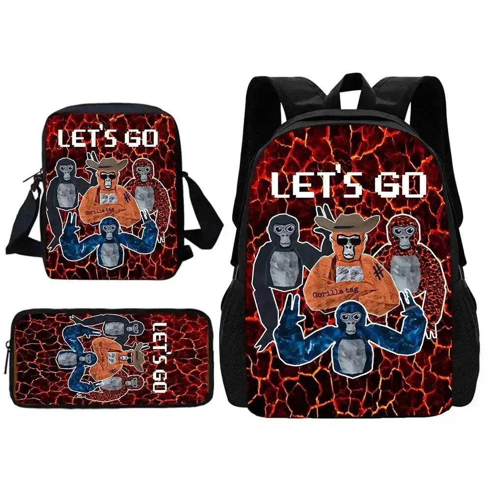 Cartoon Gorilla School Backpack For Kids With Pencil Case - Image 11